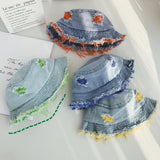 Fashion Bucket Hat for Children Outdoor Sports Hip Hop Cap Washed Denim Summer Cotton Fishing Sun Hat Panama For Boys Girls daiiibabyyy