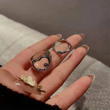 Vintage Hollow Heart Geometric Metal Punk Rings Set For Women Girls Index Finger Buckle Joint Tail Ring Party Jewelry Gifts daiiibabyyy