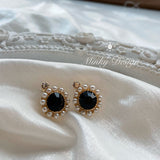 Stud Earrings for Women 2022 New Retro Crystal Pearl Round Earrings Without Ear Hole Clip Jewelry Accessories Wholesale daiiibabyyy