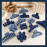 Vintage Klein Blue Hair Clips For Women Simple Geometric Matte Elegant Barrette Crab Hair Claws Hairpins Headwear Hair Accessori daiiibabyyy