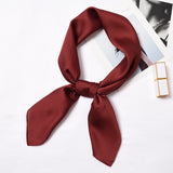 Daiiibabyyy Fashion Square Silk Scarf Headband for Women Solid Color 70 CM Hair Scarf Headwrap air Band Hair Ties Bandana Head Neck Scarf