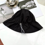 Daiiibabyyy Korean Version Fisherman Hat Female Sun Hats Elastic Adjustment Leisure Causal Thin Bucket Hat Women's hat Women's Summer Hat