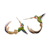 Cretive Bird Flying Hummingbird Blue Green Painting Oil Earrings Fashion Animal Jewelry Cute Female Enamel Earrings Gifts daiiibabyyy