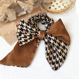 2022 Houndstooth Bow Streamers Hair Ring Ribbon Girl Hair Bands Scrunchies Ponytail Hair Bows Girl Holder Rope Hair Accessories daiiibabyyy