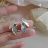 Summer Premium Double Color Haze Blue Leaf Drop Earrings Korean Fashion Jewelry Party Girls' High-Level Accessories For Woman