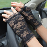 New Fingerless Women Sexy Lace Gloves Ladies Half Finger Fishnet Gloves Mesh Mitten Sun Protection Driving Black Guantes daiiibabyyy