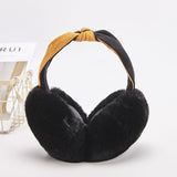 Women Imitation Rabbit Fur Warm Earmuffs Winter Two-color Hairband Ear Cover Outdoor Foldable Kawaii Girls Soft Plush Ear Muffs daiiibabyyy