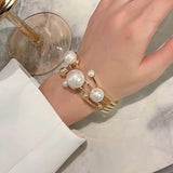 Daiiibabyyy Fashion Big Pearls Cuff Bracelets & Bangles For Women Classic New Jewelry Personality Statement Open Bracelet Christmas Gifts