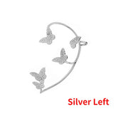 Daiiibabyyy 14 Styles Shiny Metal Ear Bone Clip for Women Sweet Butterfly Exquisite Sparkling Zircon Snowflake Ear Cuff Clip Earring Jewelry