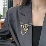 Luxury pearl tassel Camellia number 5 brooch fashion suit early autumn coat decoration corsage Brooches accessories daiiibabyyy
