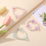 Acrylic Women Hair Ties Elastic Rubber Bands Girl Crystal Bear Korean Bracelet Head Accessories Handmade Horsetail Wholesale daiiibabyyy