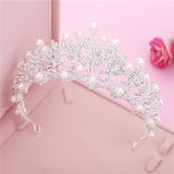 Wedding Jewelery Set Rhinestone Jewellery Necklace Sets for Women Crystal Pearl Earing Bridal Jewelry Sets Crown Tiara Bride daiiibabyyy