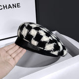 Women's Winter Leather Beret  All-match Fashion Painter Hat Women's Autumn and Winter Wool Knitted Beret Hat панама зимняя daiiibabyyy