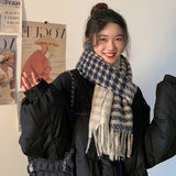 Men and Women Winter Fashion Thick Warm Shawl Scarf Winter Women Bird Pattern Plaid Cashmere Scarf  Luxury Winter Women Scarves daiiibabyyy