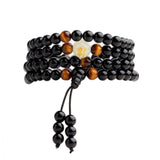 Daiiibabyyy 1PCS Vintage Sleep Aid Magnetic Therapy Obsidian Bracelet for Couple Lovers Stone & Beads Bracelets