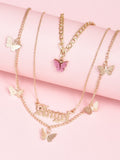 Daiiibabyyy Sweet Women Fashion Letter Angel Necklace for Women Acrylic Butterfly Multilayer Choker Necklace Clavicle Party Jewelry Gifts