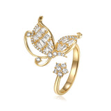 Daiiibabyyy Fashion Rhinestone Flower Butterfly Open Rings For Women New Jewelry Creative Adjustable Ring