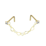 Double L Shape Nose Chain Heart Nose Piercing Chain 20G Straight Ball Nose Chain Zircon Piercing Nariz Pircing Septum Nez daiiibabyyy