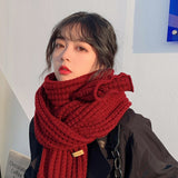 Luxury Winter Woman Scarf Knitted Woolen Red Scarves Cute Warm Couple Shawl Wraps Designed By Fashion Trend Designers Acrylic daiiibabyyy