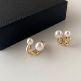 2021 New Retro Light Luxury Pearl Stud Earrings Korean Simple Jewelry Christmas Party Girl's Temperament Accessories For Woman daiiibabyyy