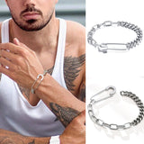 Daiiibabyyy Man Bracelet,Safety Pin Bracelet, Half Cuban Link Chain Bracelet , Half Rectangle Link Bracelet, Men Jewelry