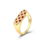 Vintage Checkerboard Finger Rings For Women Girls Punk Heart Black Geometric Metal Ring Party Gifts 2021 Trend Jewelry daiiibabyyy