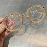 Myopia Hyperopia Women Sunglasses Vintage clear lens glasses ladies luxury rhinestone eyeglasses men optical Shades daiiibabyyy