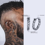 Daiiibabyyy Hoop Earring Mens, Viking Coiled Rope Huggie Hoop Earing ,Stainless Steel Hoops Earrings,for Men Jewelry