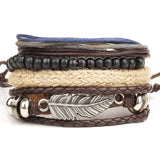 Vintage Black Leather Bracelets For Men Fashion Hollow Triangle Leather Bracelet & Bangles Multilayer Wide Wrap Jewelry 2022 daiiibabyyy