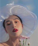 Daiiibabyyy Sun Hat Organza Ladies Yellow Flower Elegant Church Hats Women Summer Spring Stylish Lightweight Hawaiian Beach Hat