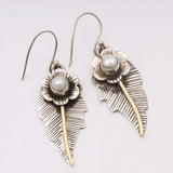 Trendy Silver Women's Earrings Classic Carving Leaves Petal Drop Earrings for Women Inlaid Stone Party Engagement Jewelry daiiibabyyy