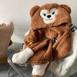 Winter women Riding Fashion Cute Warm Hat Women Foldable Rabbit Ears Small Wool Hat Scarf One Set Ski Warm Windproof Hat  Adult daiiibabyyy