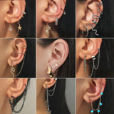 Fashion Serpent Heart Star Clip Earrings Ear Hook Stainless Steel Ear Clips Double Pierced Earring Earrings Women Girls Jewelry daiiibabyyy