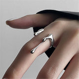 Creative Temperament Korean Fashion Liquid Lava Water Drop Shape Adjustable Rings for Women Goth Irregular Ring Finger Jewelry