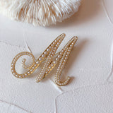 Fashion Korean Elegant Pearl Beads Letter Brooch Pin Badge For Women Girls Clothes Shirt Lapel Corsage Luxulry Jewelry Gifts daiiibabyyy