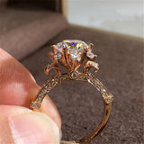 Daiiibabyyy Fashion Jewelry Women Engagement Ring Crystal Wedding Promise Crown Flower Rings for Women Jewelry Gifts