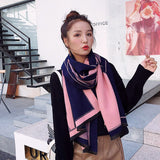 Scarf Luxury Women Checkerboard Double-sided High-grade Imitation Cashmere Shawl Thickened High-density Scarf  Acrylic daiiibabyyy