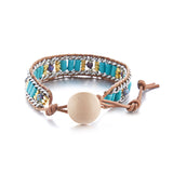 2022 New Romantic Spiritual Chakra Leather Wrap Bracelets Mix Stone Heart Shape 3 Strands Bracelets For Women Girls Hand Jewelry