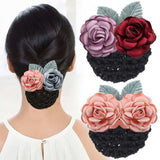 Daiiibabyyy Flower Hair Bun Elegant Headmade Hairpins Floral Bun Cover Star Hair Clip Removable Snood Girls Hair Accessories for Women