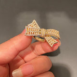 French Romantic Light Extravagant Rice Bead Bow Gold Rings Korean Fashion Jewelry Party Girls Exaggerated Accessories For Woman daiiibabyyy