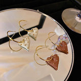 2022 Korean Elegant Metal Heart Hoop Earrings For Women Ladies Fashion Circle Oorbellen Party Jewelry daiiibabyyy