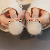 Korean Cute Khaki Beige Fluffy Pom pom Dangle Earrings Fashion Geometric Snowflake Antlers Lovely Drop Earring For Women Jewelry daiiibabyyy