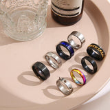 Punk Stainless Steel Black Rings For Men Women Cool Rotatable Chain High Quality Couples Ring Jewelry Party Gift daiiibabyyy