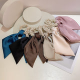 Solid Color Bow Streamers Hair Rope Ponytail Holder Hair Scarf Bowknot Elastic Hair Bands Ribbon Pearl Hair Scrunchies daiiibabyyy