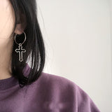 Simple Punk Harajuku Hollow Geometric Cross Dangle Earrings Fashion Statement Earrings For Women Trendy Hip hop Jewelry Earrings daiiibabyyy