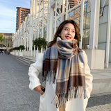 Winter Plaid Scarf Women's Thickened Couple Models Are Made of High-quality Cashmere Material Echarpe Femme Hiver Luxe daiiibabyyy