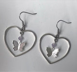 Retro Silver Color Geometric Hollow Butterfly Heart Punk Jewelry Dangle Earrings For Women Girls Harajuku Style Drop Earrings daiiibabyyy