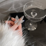 Smart and Elegant Butterfly Design Silvery Opening Rings For Woman Korean Fashion Jewelry Gothic Accessories Girls' Luxury Ring daiiibabyyy