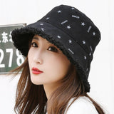 Fisherman Cap Women's Winter Hat 2022 New Women Warm Bucket Hats Lady Dots Star Print Outdoor Panama Hat for Women зима daiiibabyyy