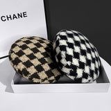Women's Winter Leather Beret  All-match Fashion Painter Hat Women's Autumn and Winter Wool Knitted Beret Hat панама зимняя daiiibabyyy